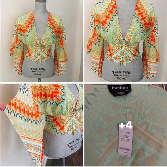 bebe Tops - Gorgeous colorful Bebe Bolero jacket shirt NWTS XS